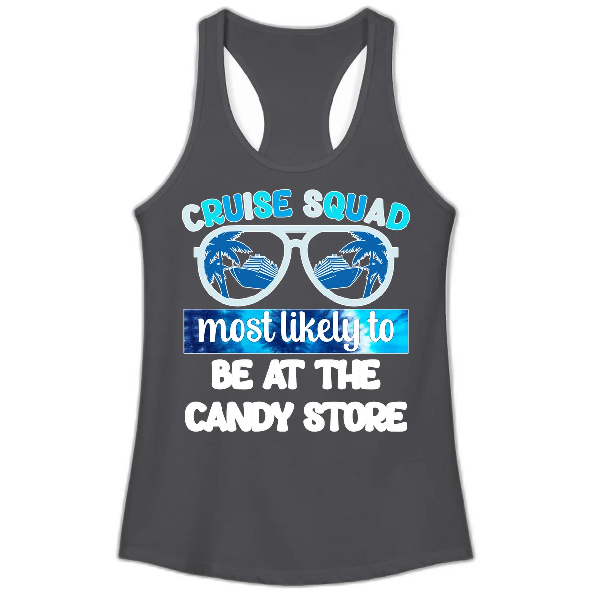 Cruise Squad Candy Store Ladies Tank in Solid Dark Gray