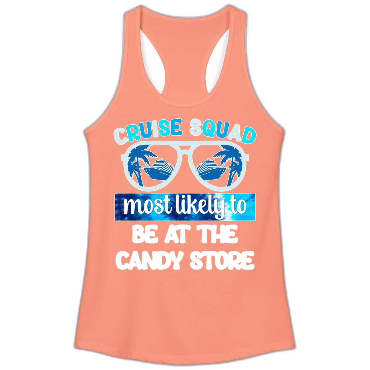 Cruise Squad Candy Store Ladies Tank in Solid Light Orange
