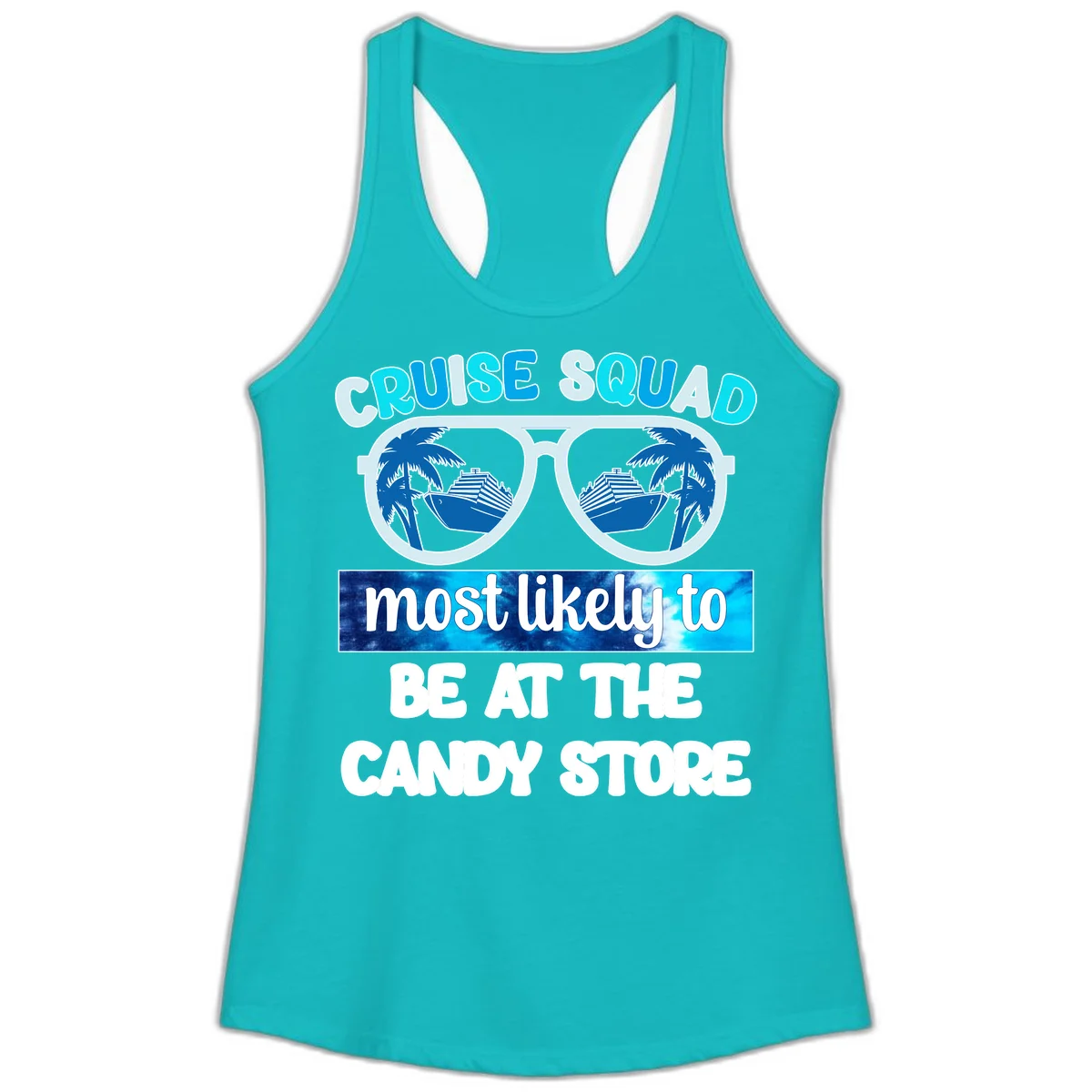 Cruise Squad Candy Store Ladies Tank in Tahiti Blue