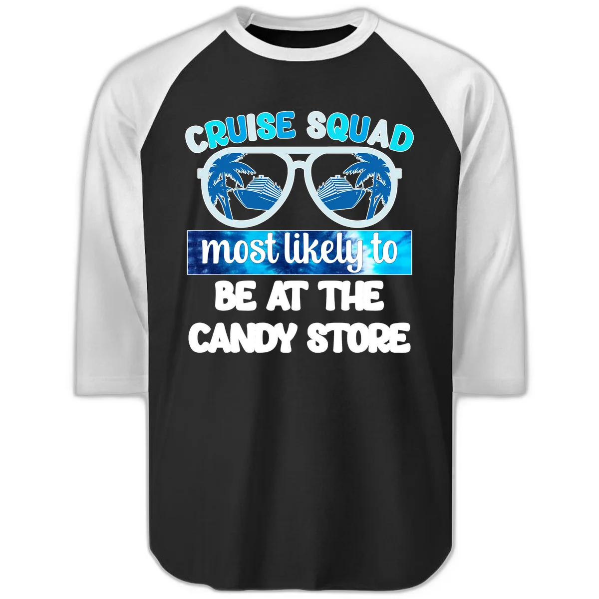Cruise Squad Candy Store Raglan 3/4 in Black White