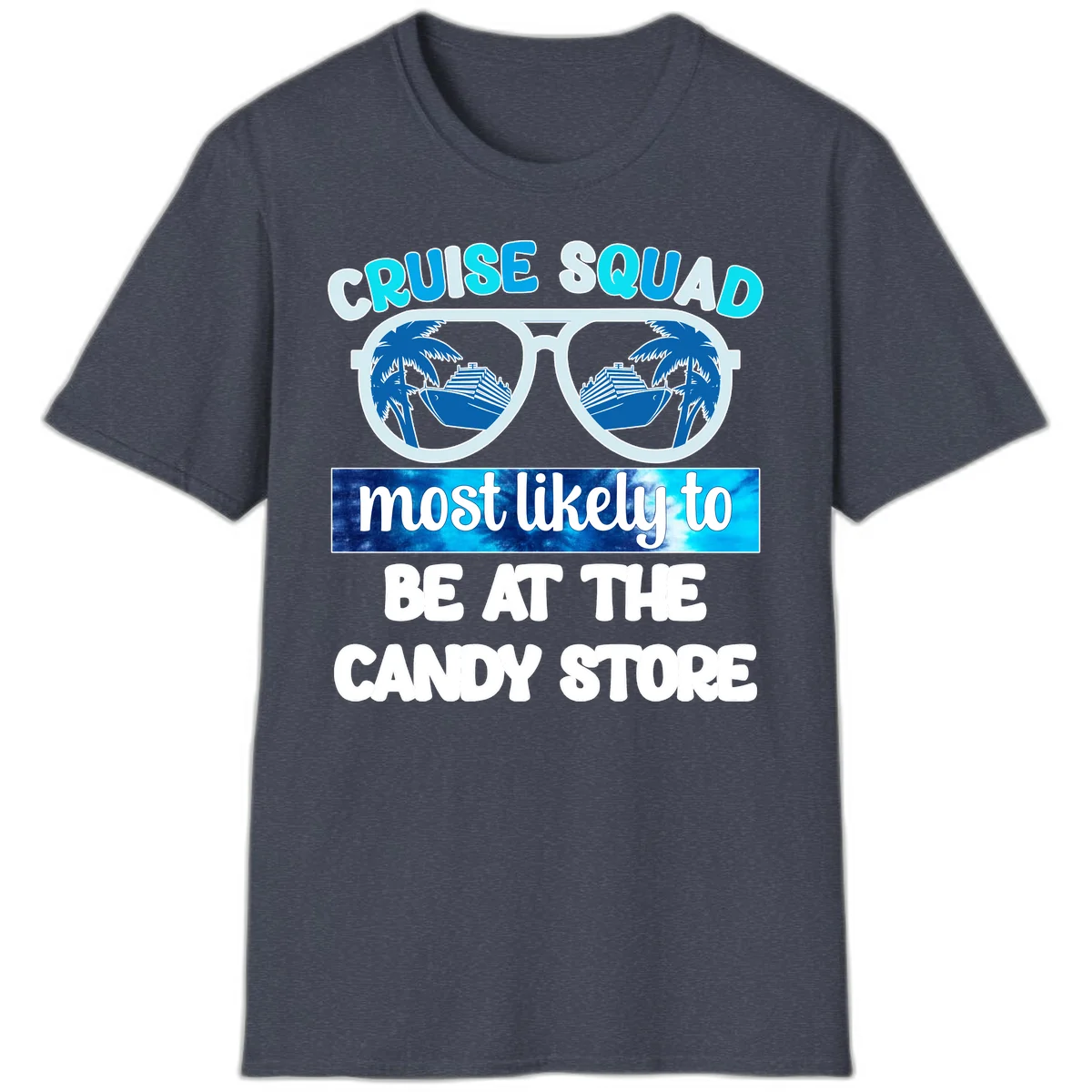 Cruise Squad Candy Store T-Shirt in Heather Navy