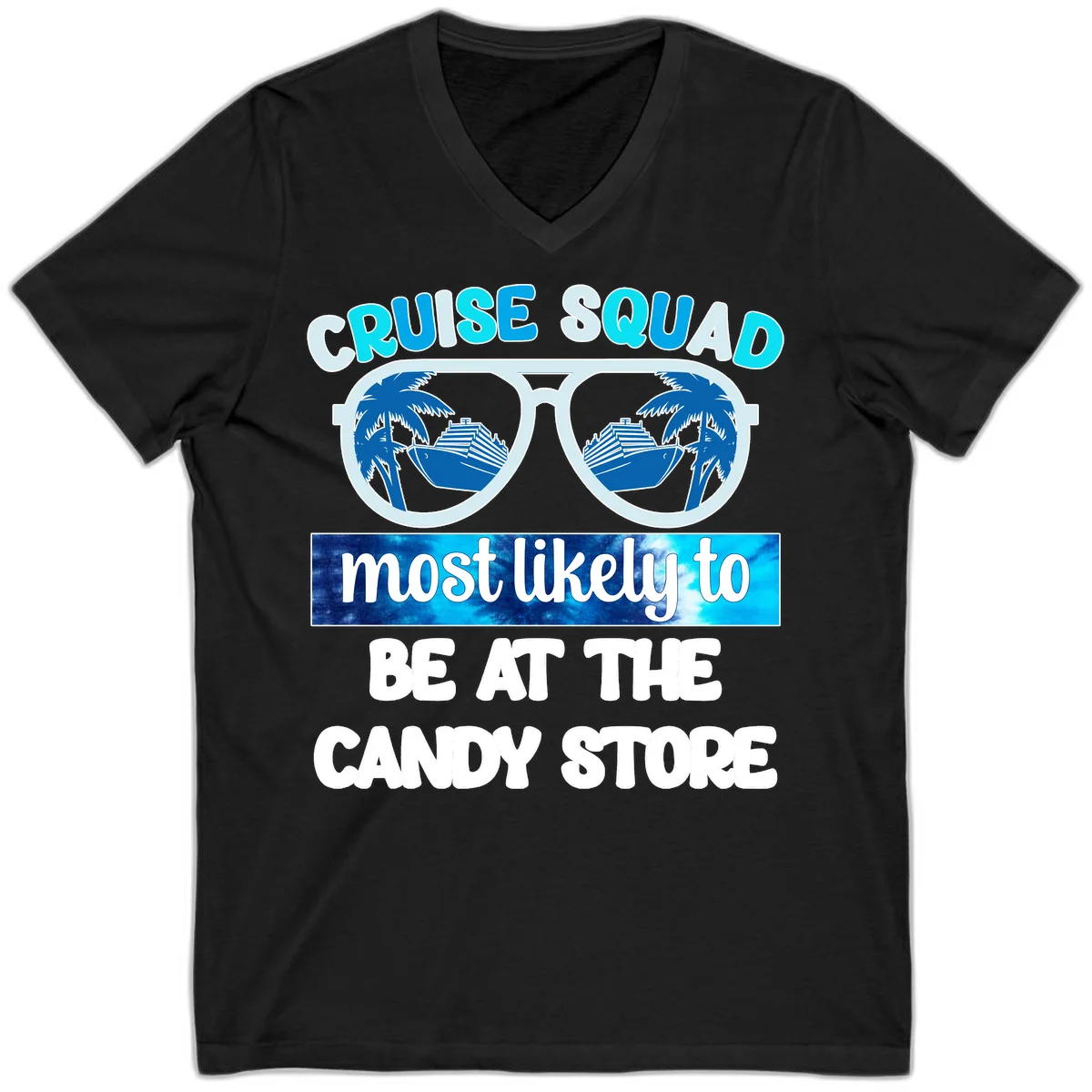Cruise Squad Candy Store V-Neck in Black