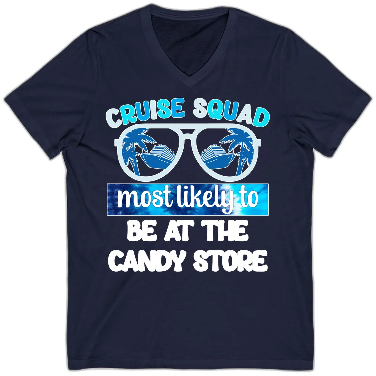 Cruise Squad Candy Store V-Neck in Navy