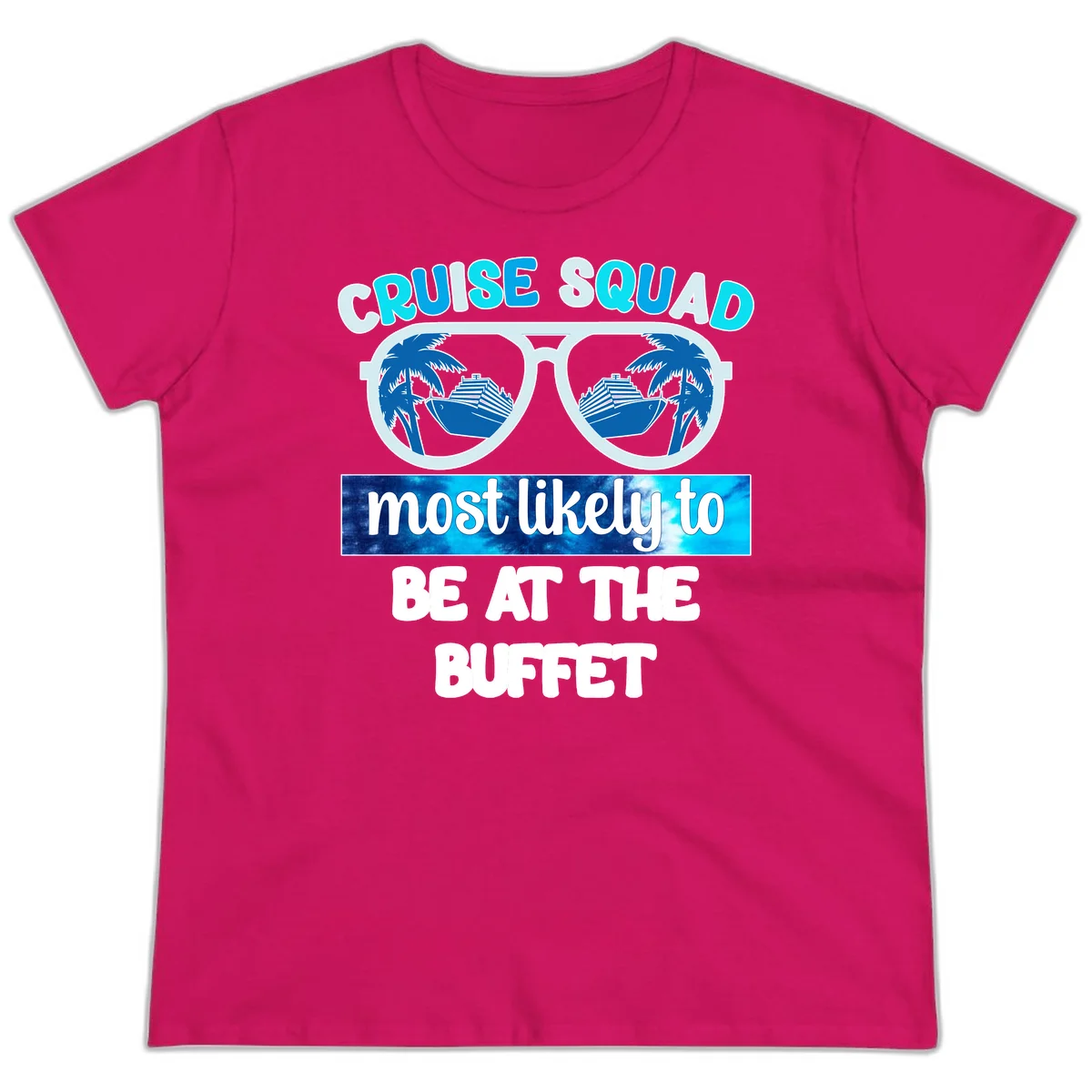 Cruise Squad Buffet Vibes Ladies Tee in Heliconia