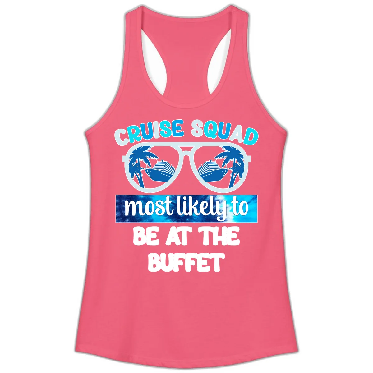 Cruise Squad Buffet Vibes Ladies Tank in Hot Pink