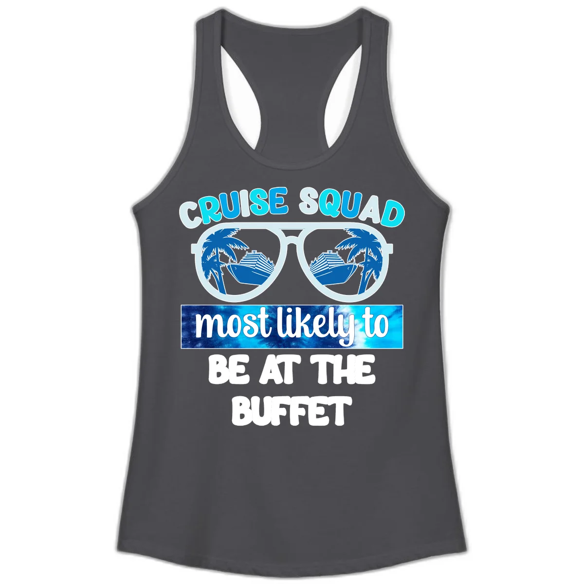 Cruise Squad Buffet Vibes Ladies Tank in Solid Dark Gray
