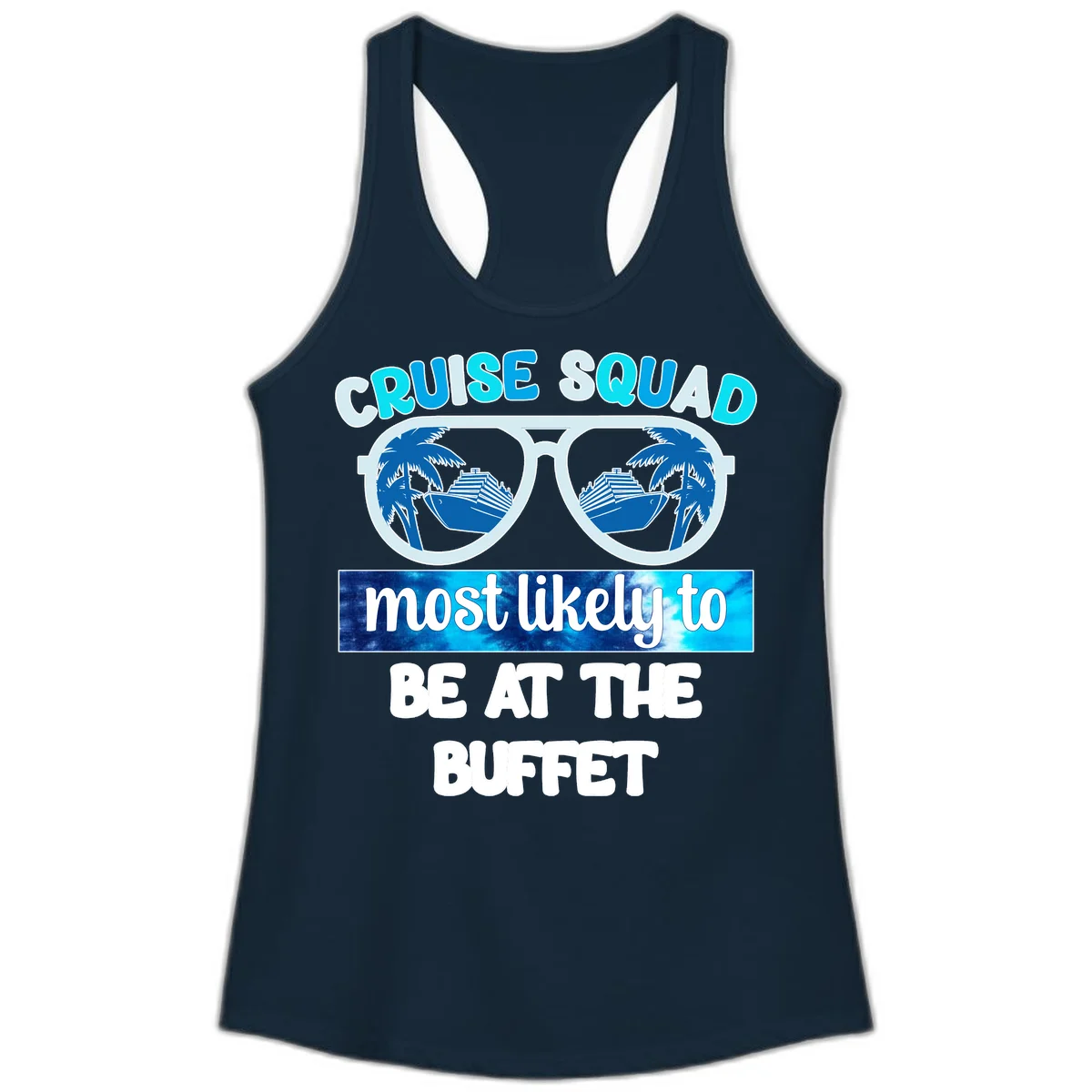 Cruise Squad Buffet Vibes Ladies Tank in Solid Midnight Navy