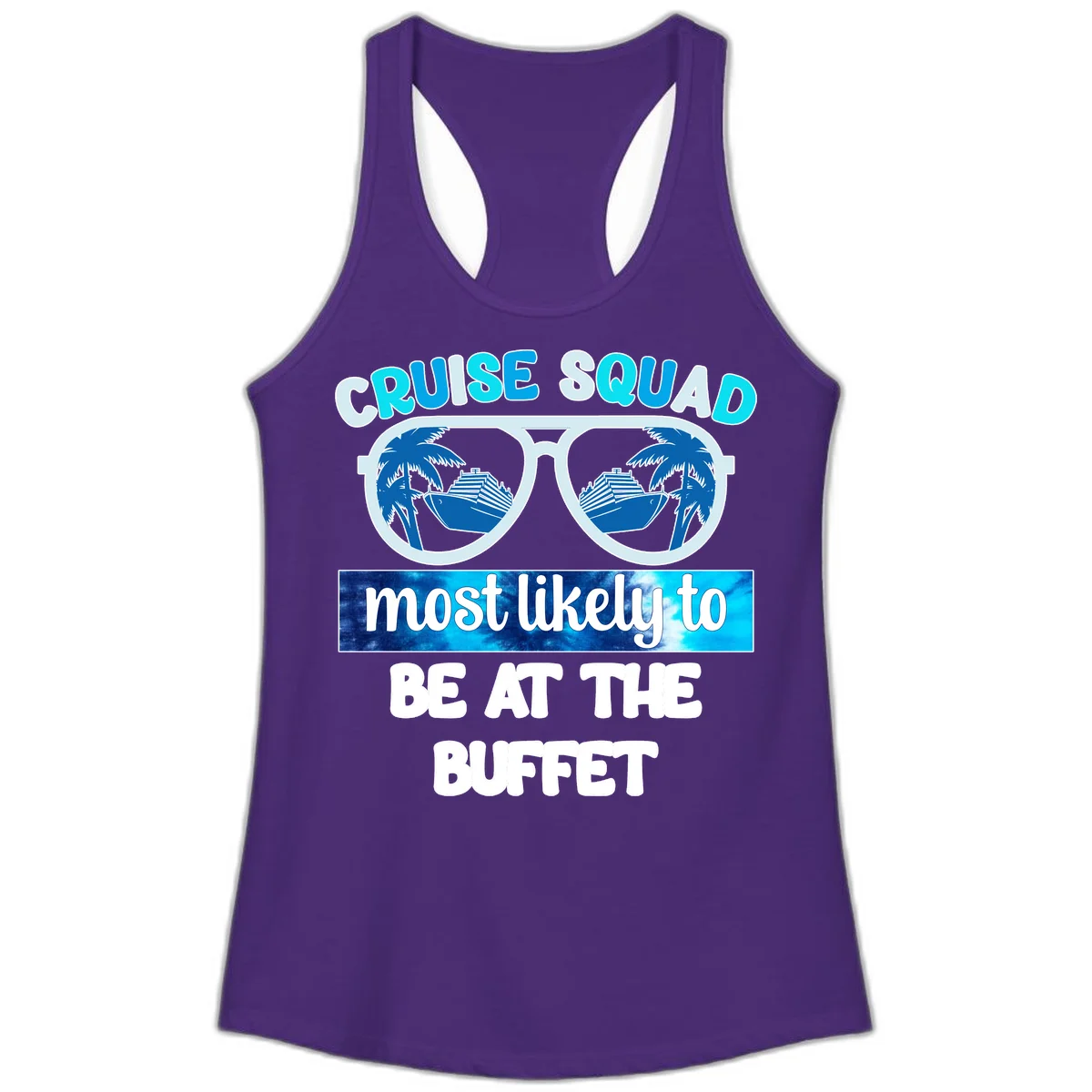 Cruise Squad Buffet Vibes Ladies Tank in Solid Purple Rush