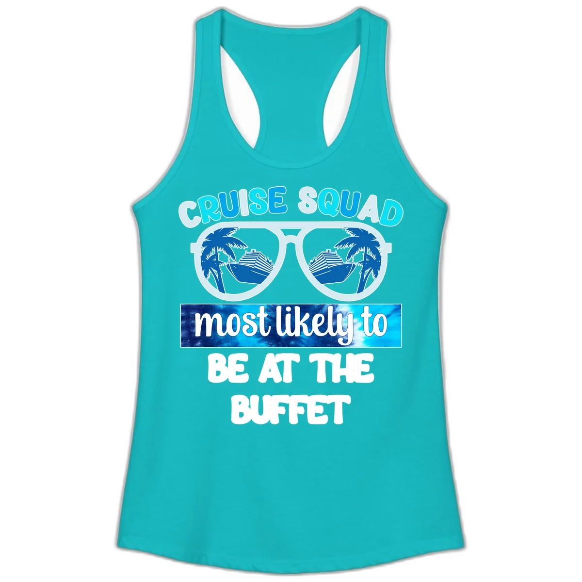 Cruise Squad Buffet Vibes Ladies Tank in Tahiti Blue