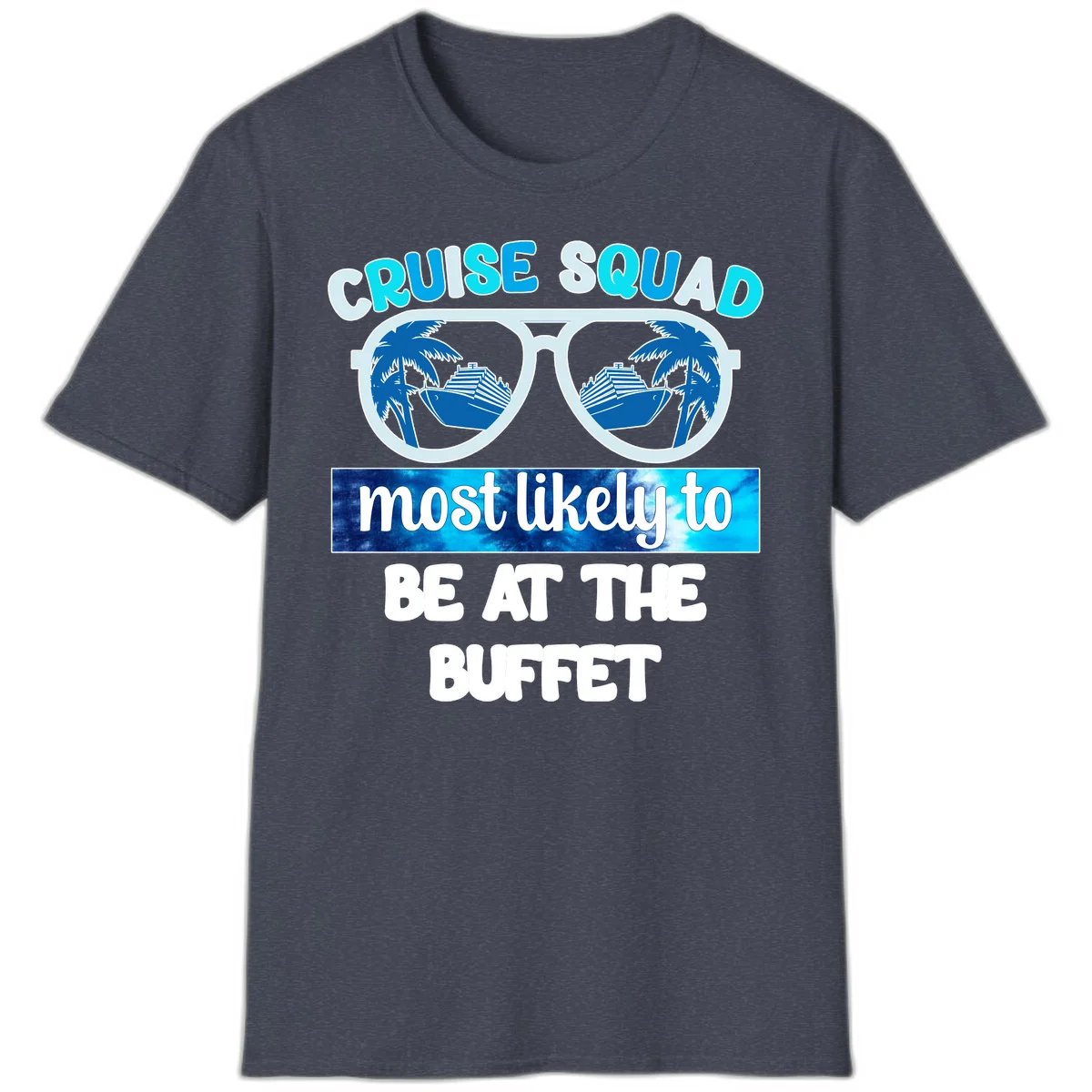Cruise Squad Buffet Vibes T-Shirt in Heather Navy