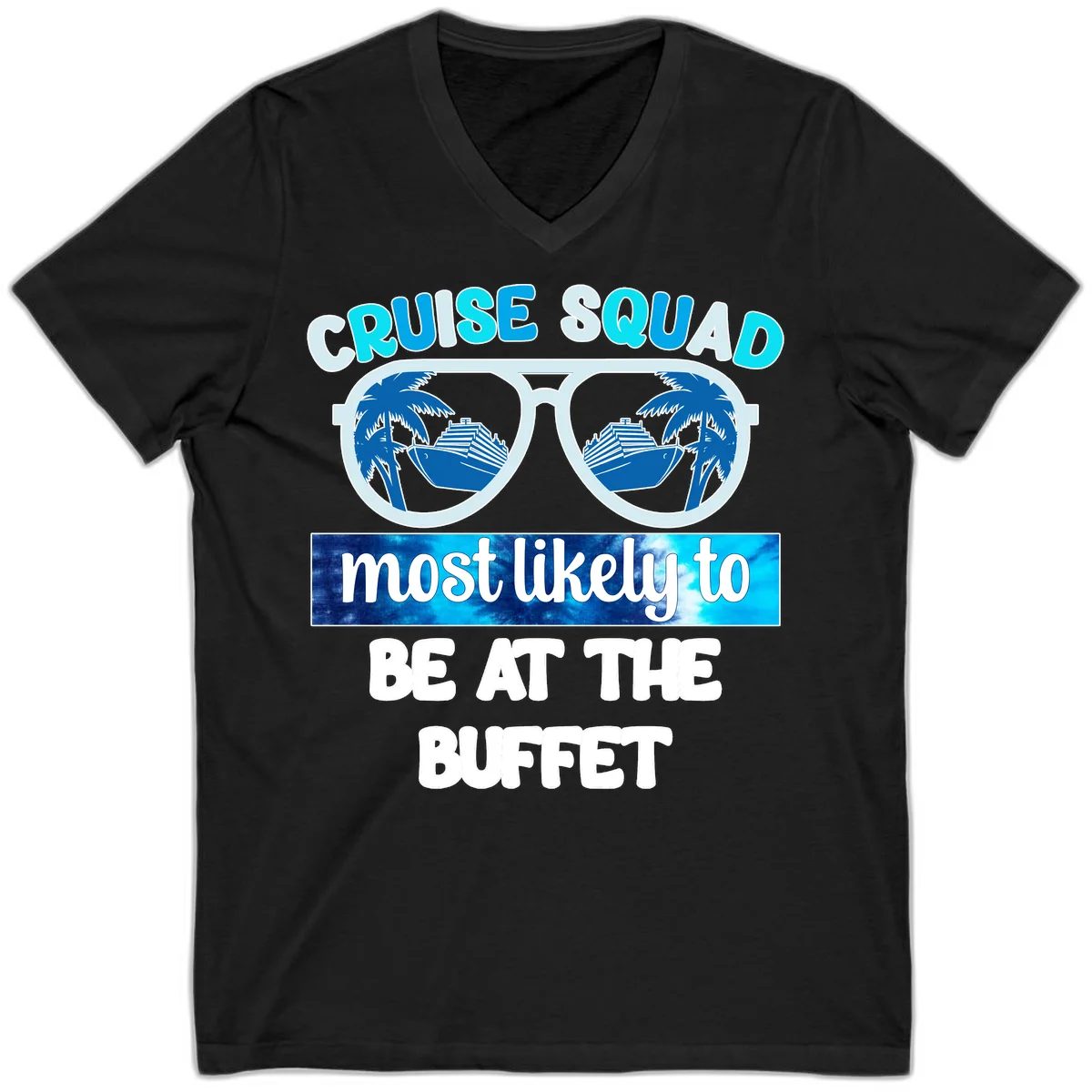 Cruise Squad Buffet Vibes V-Neck in Black