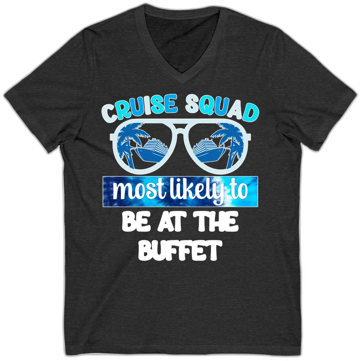 Cruise Squad Buffet Vibes V-Neck in Dark Grey Heather