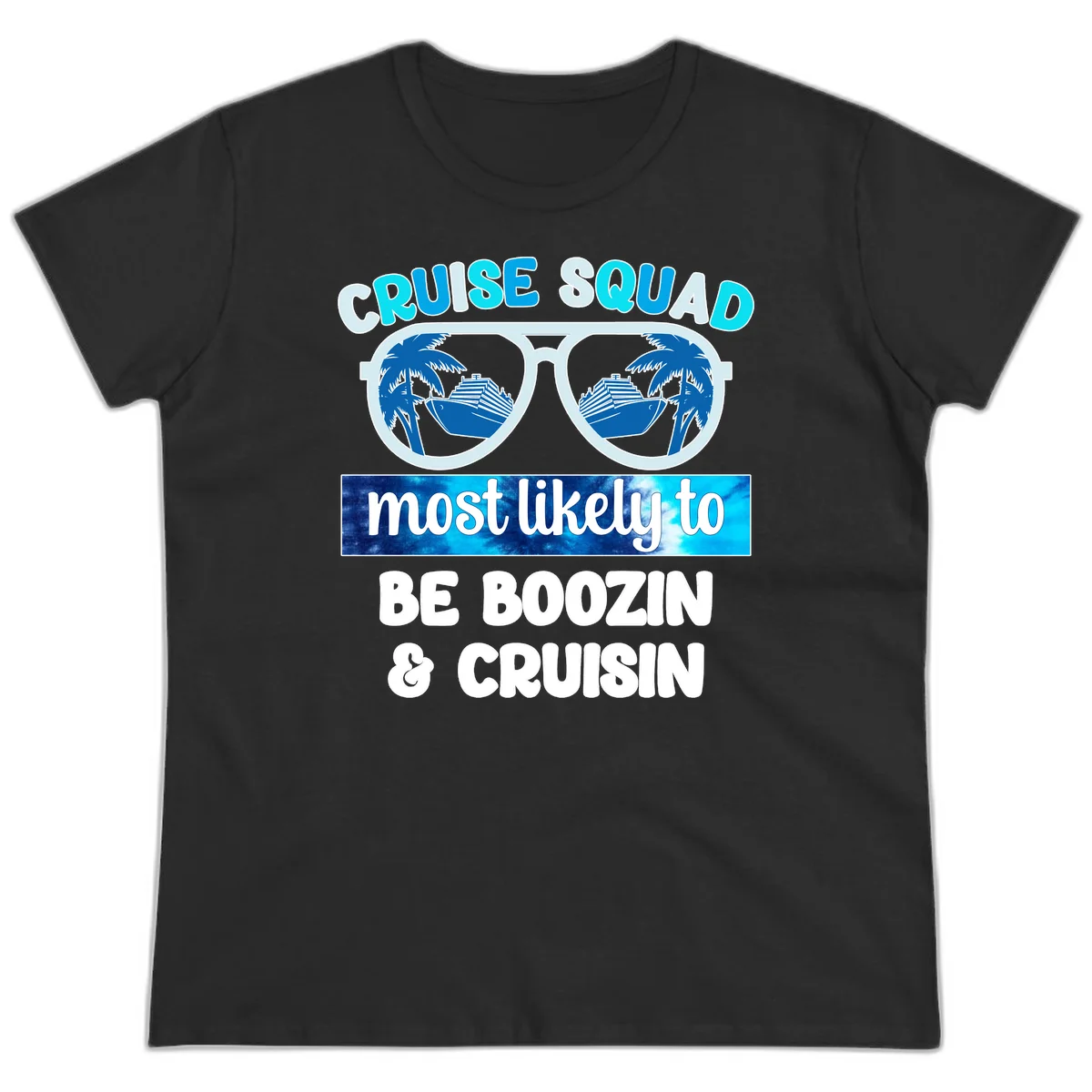Cruise Squad Boozing & Cruising Ladies Tee in Black