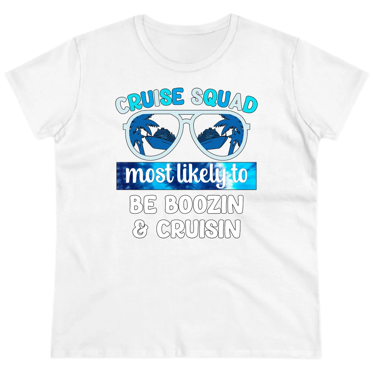 Cruise Squad Boozing & Cruising Ladies Tee in White