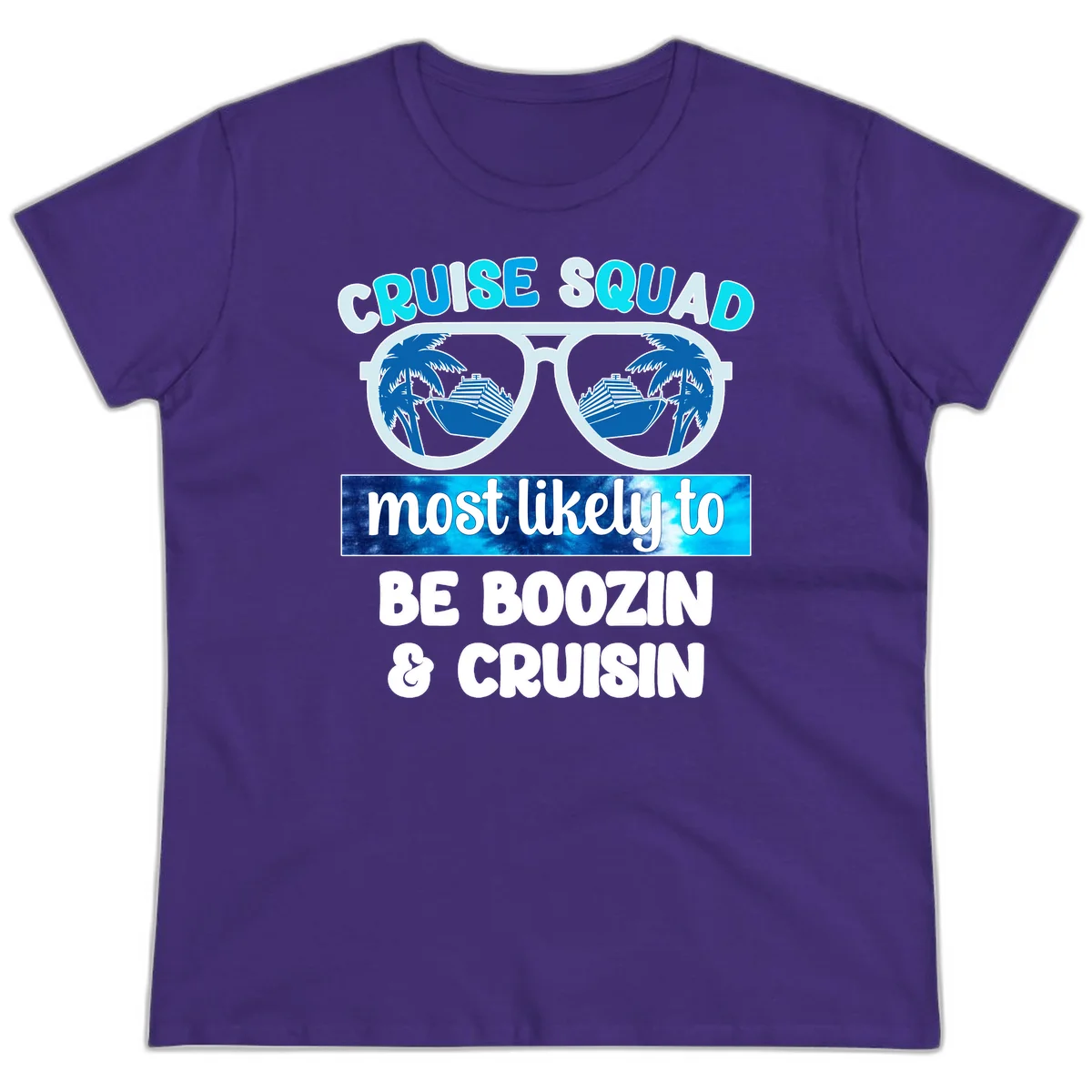 Cruise Squad Boozing & Cruising Ladies Tee in Purple