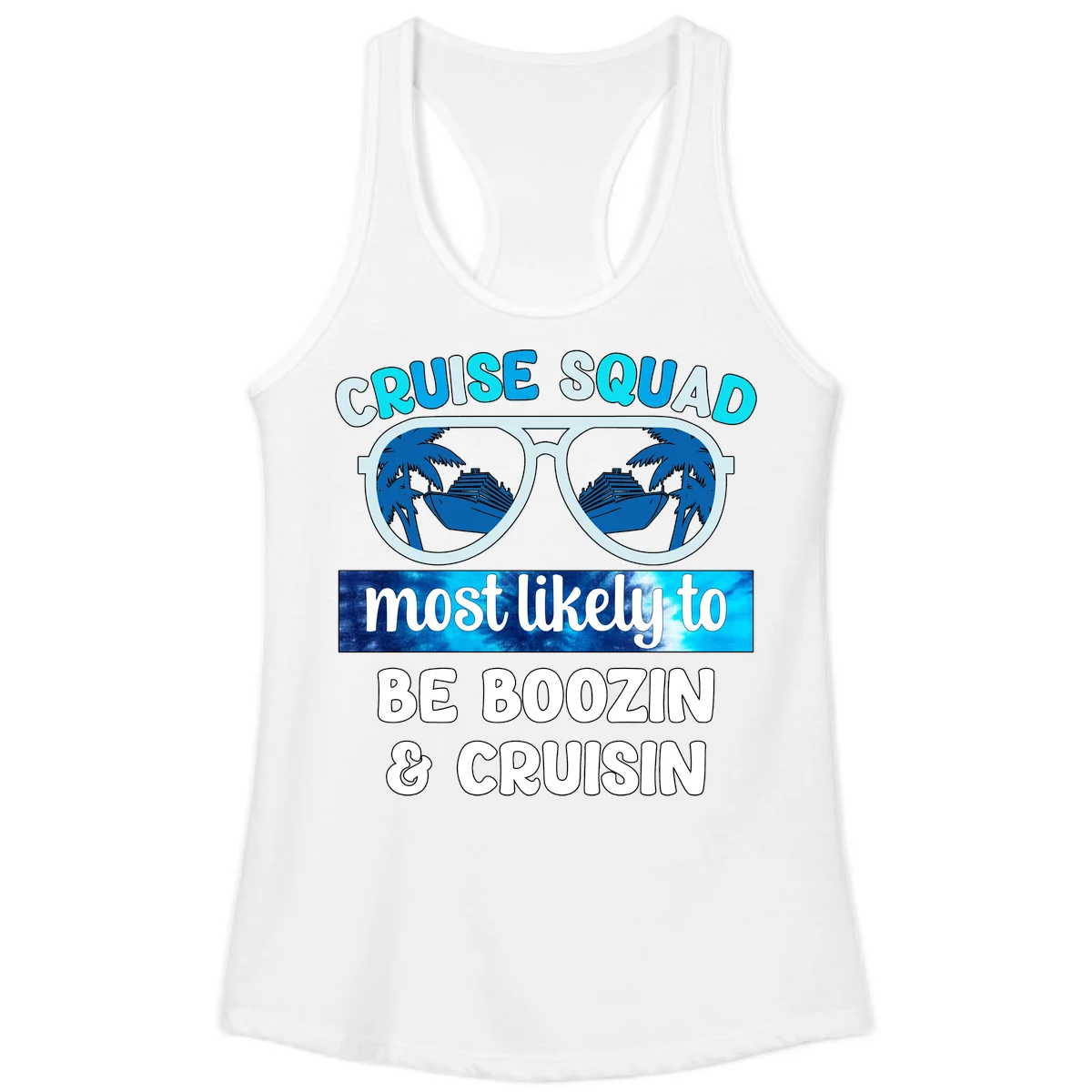 Cruise Squad Boozing & Cruising Ladies Tank in White