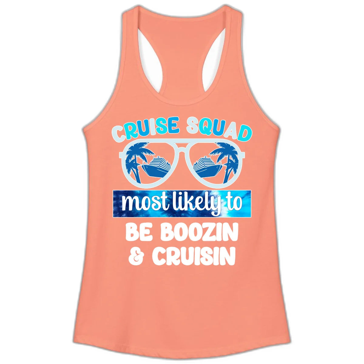 Cruise Squad Boozing & Cruising Ladies Tank in Solid Light Orange