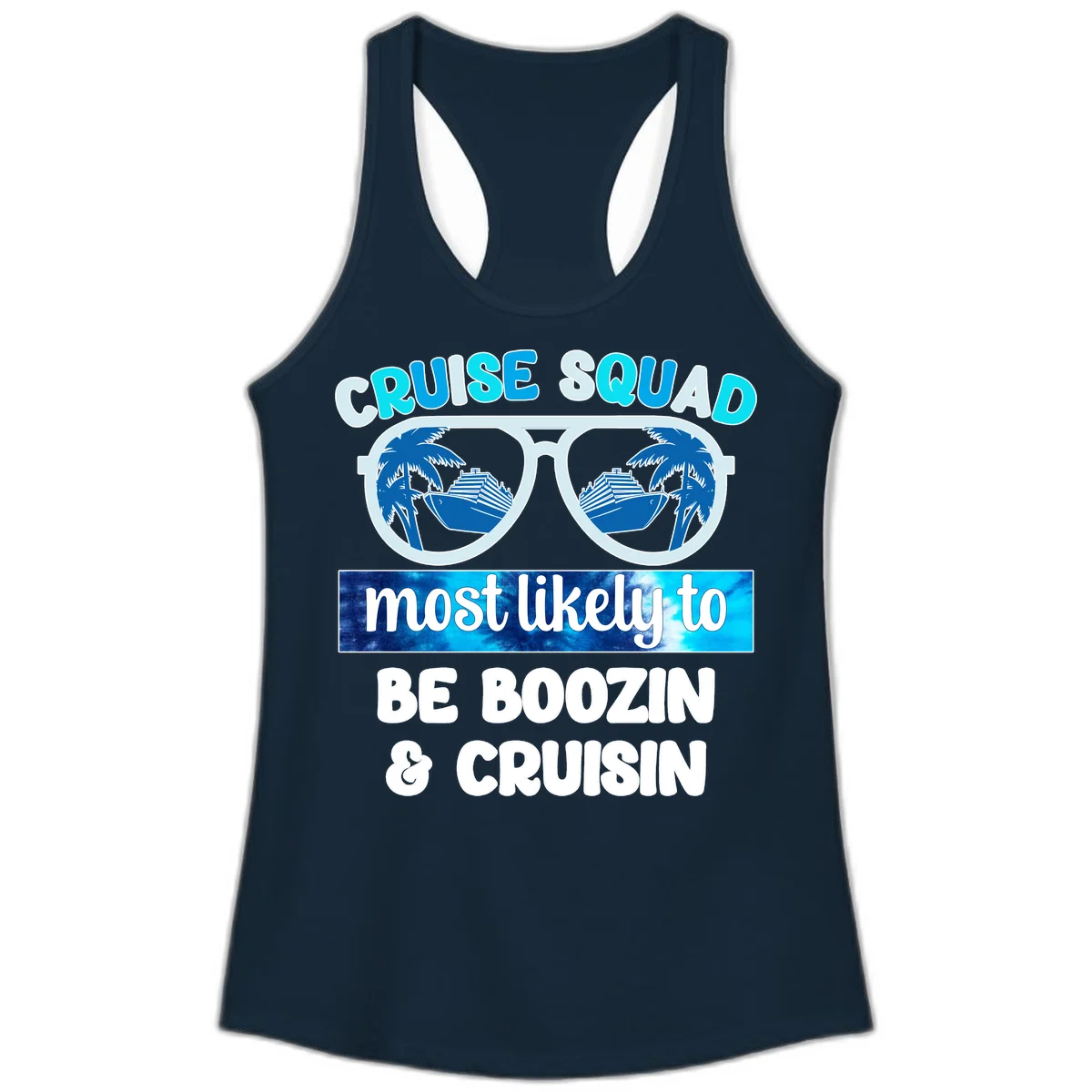 Cruise Squad Boozing & Cruising Ladies Tank in Solid Midnight Navy