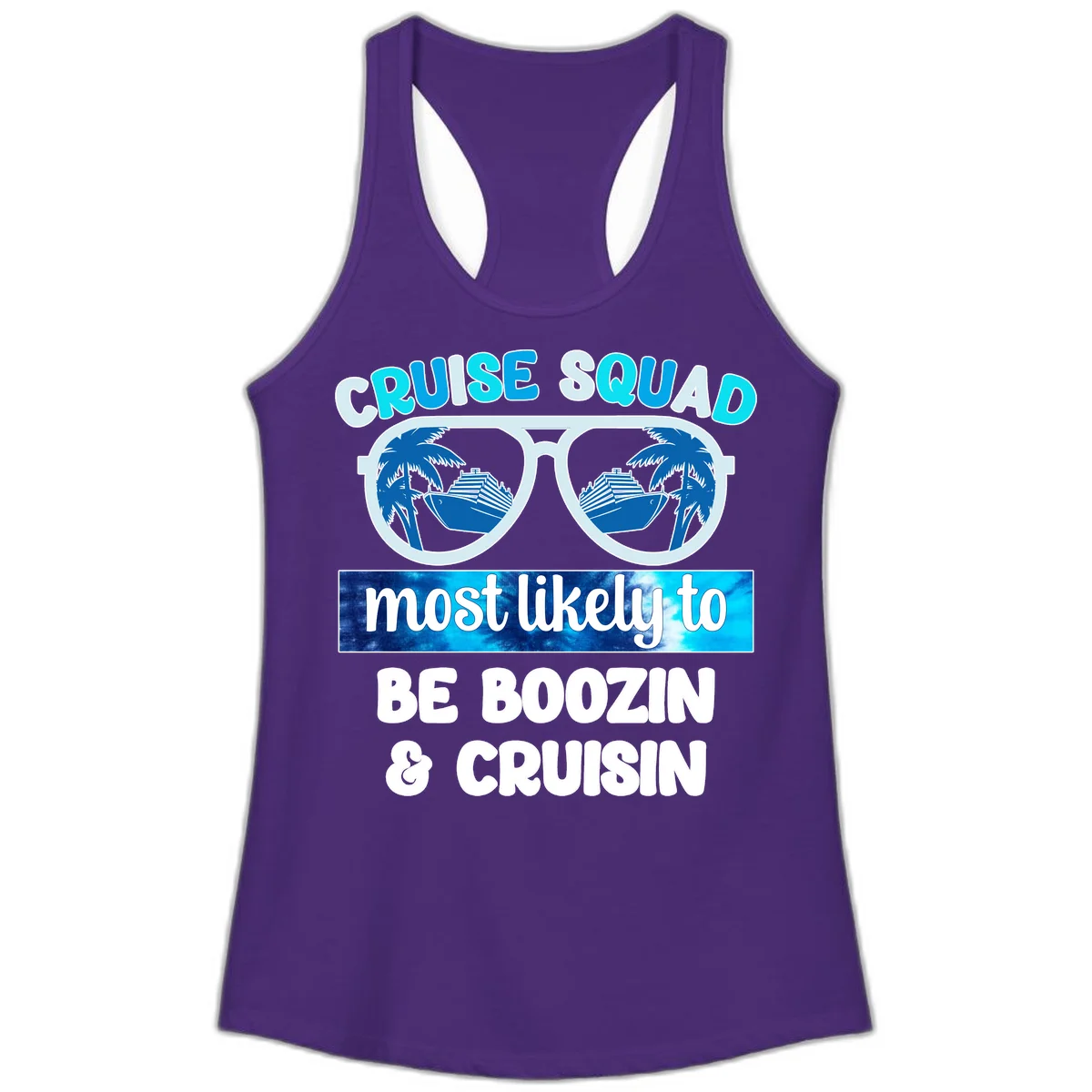 Cruise Squad Boozing & Cruising Ladies Tank in Solid Purple Rush