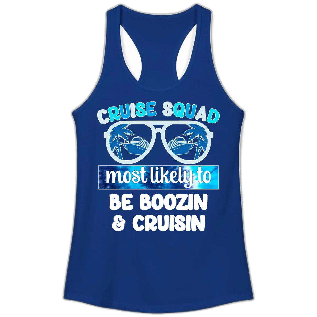 Cruise Squad Boozing & Cruising Ladies Tank in Solid Royal