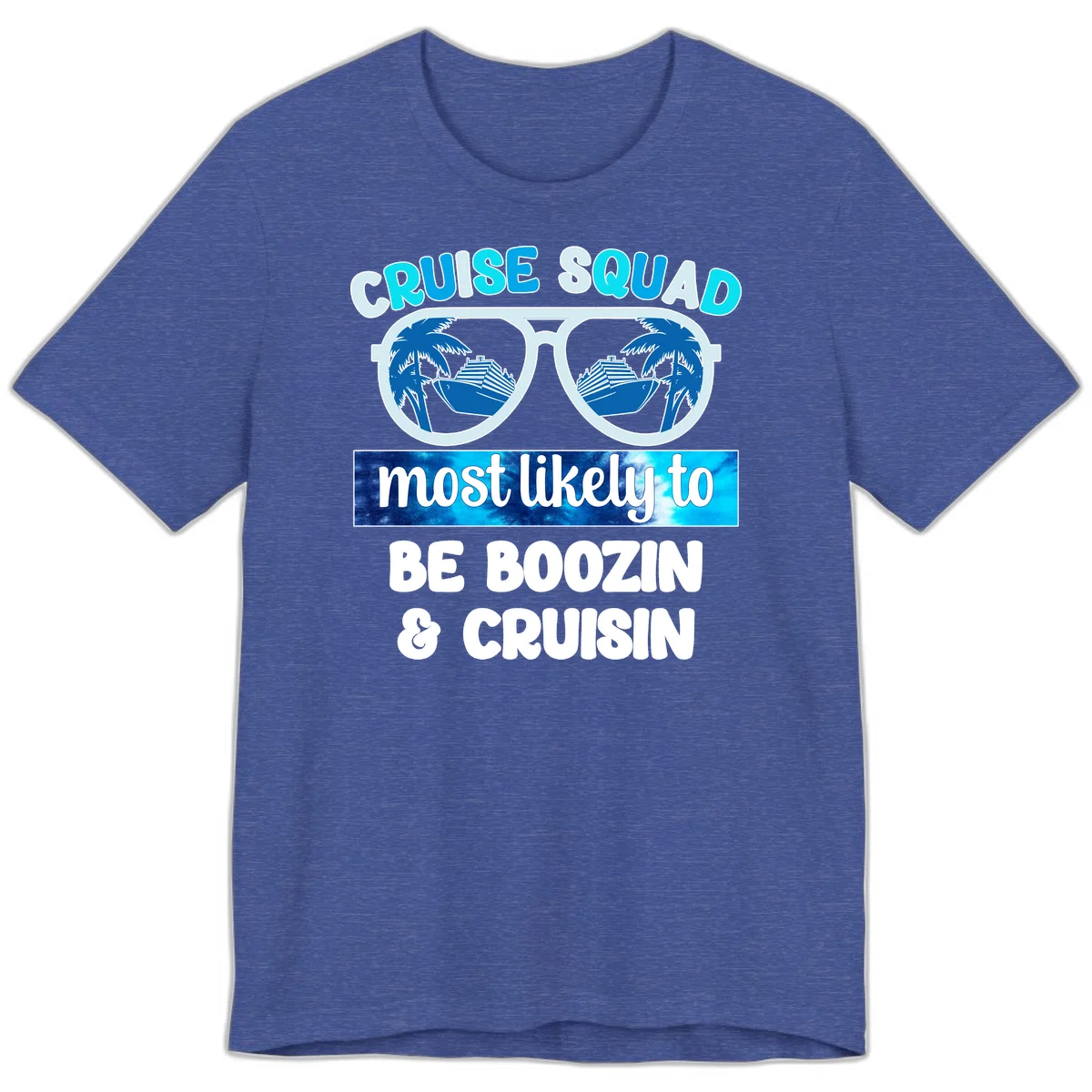 Cruise Squad Boozing & Cruising Premium T-Shirt in Heather True Royal