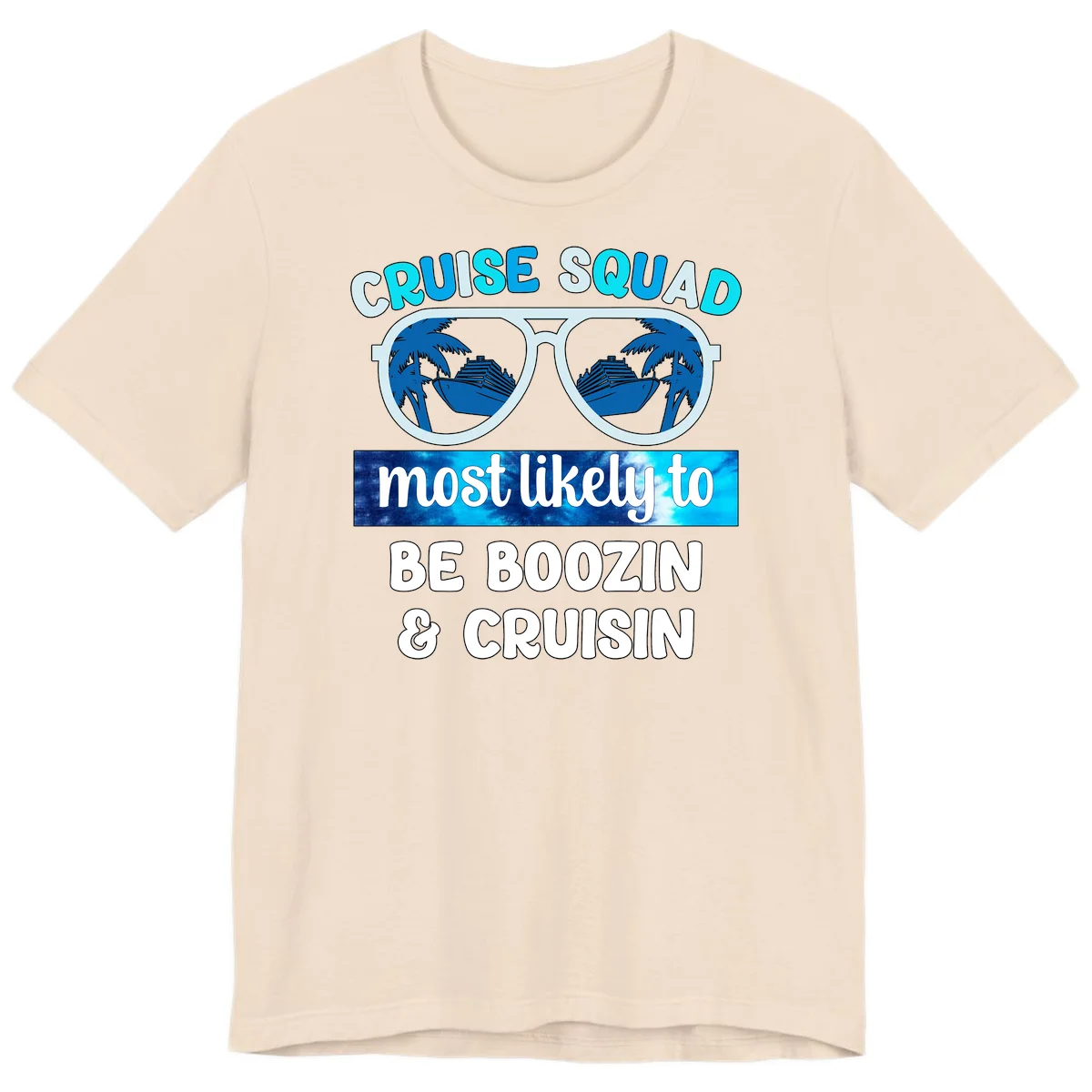 Cruise Squad Boozing & Cruising Premium T-Shirt in Soft Cream