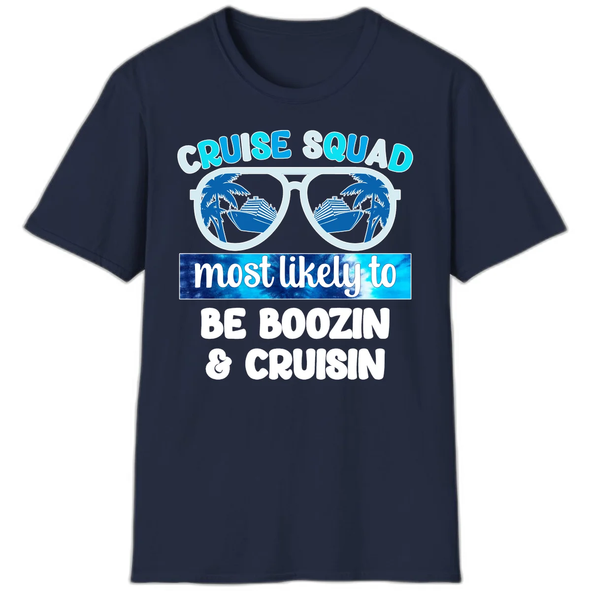 Cruise Squad Boozing & Cruising T-Shirt in Navy