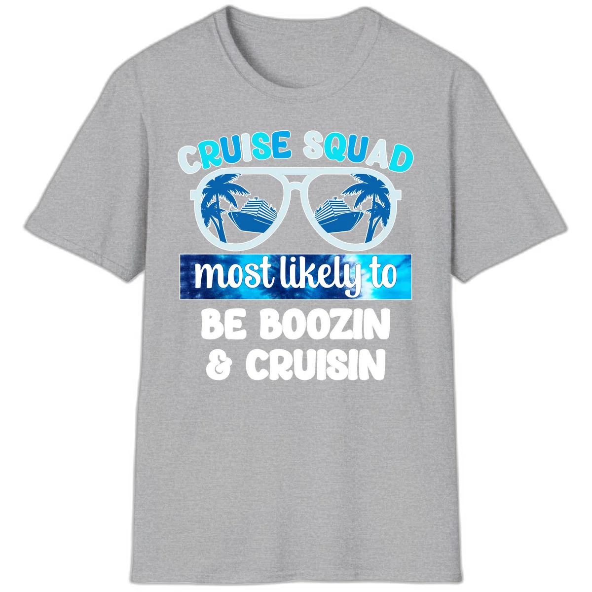 Cruise Squad Boozing & Cruising T-Shirt in Sport Grey