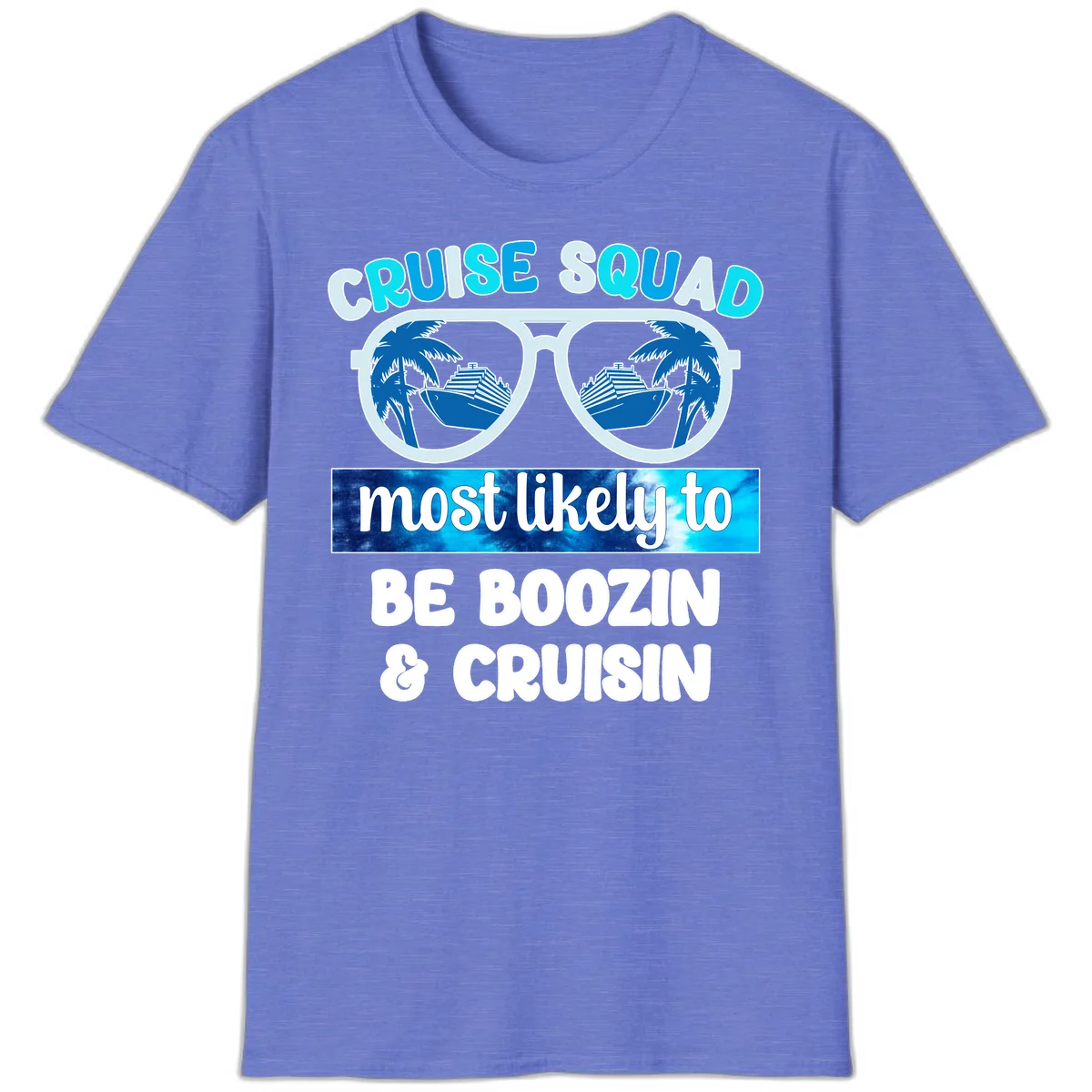 Cruise Squad Boozing & Cruising T-Shirt in Heather Royal