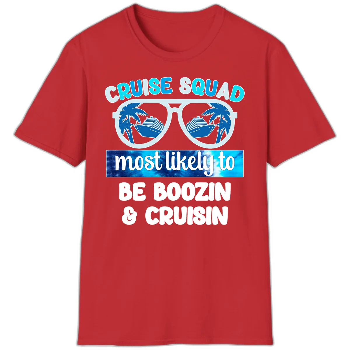Cruise Squad Boozing & Cruising T-Shirt in Red