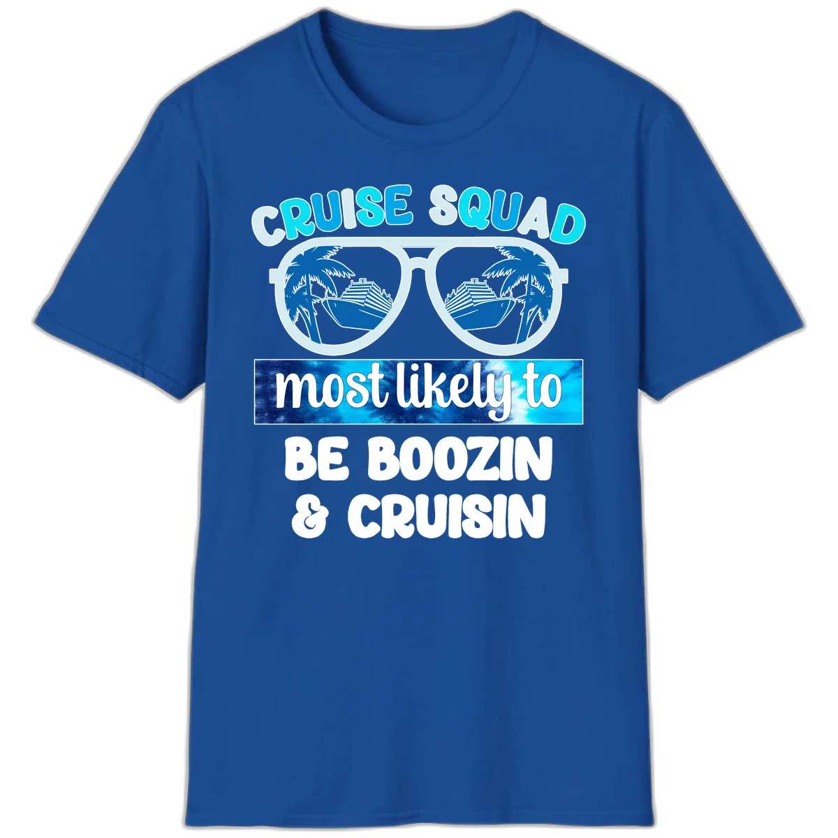 Cruise Squad Boozing & Cruising T-Shirt in Royal