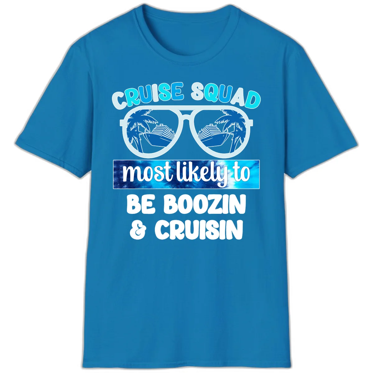 Cruise Squad Boozing & Cruising T-Shirt in Sapphire