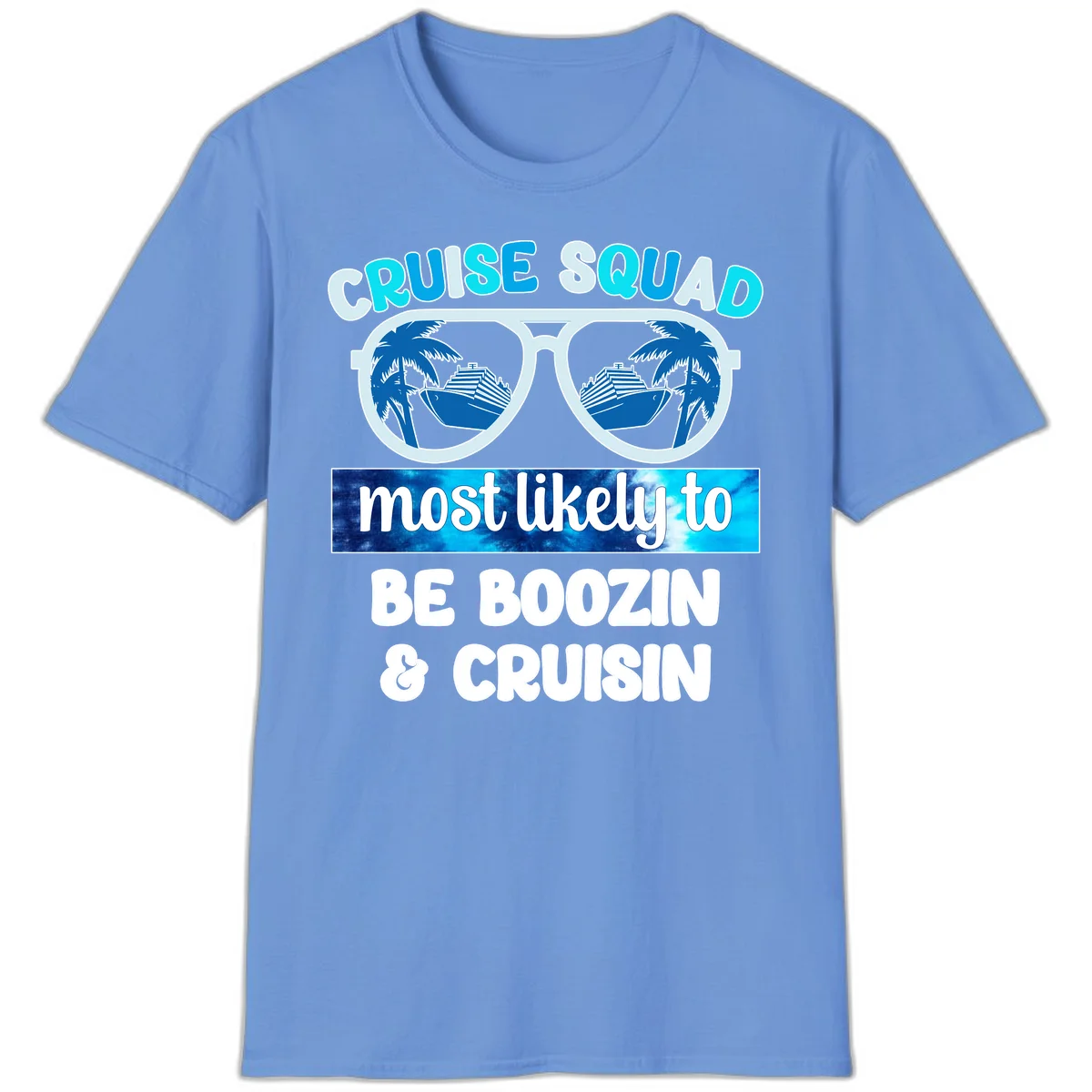 Cruise Squad Boozing & Cruising T-Shirt in Carolina Blue