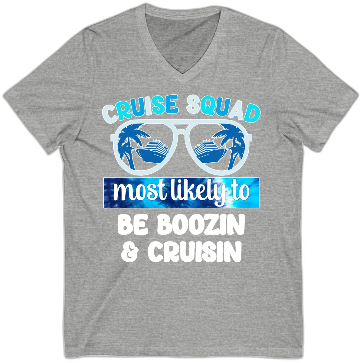Cruise Squad Boozing & Cruising V-Neck in Athletic Heather