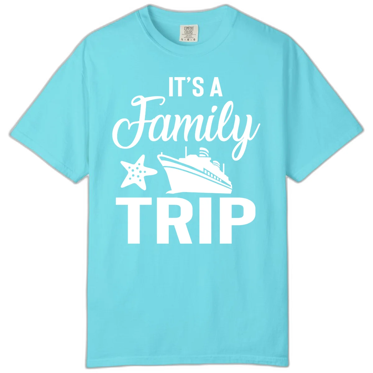 It's A Family Trip Comfort Color for Family Cruise Vacation in Lagoon Blue