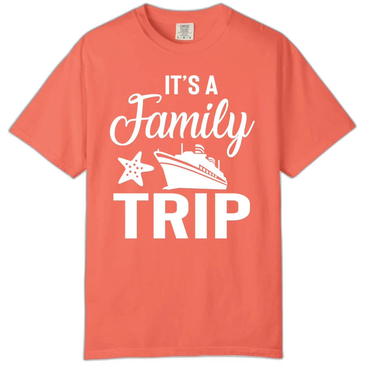 It's A Family Trip Comfort Color for Family Cruise Vacation in Bright Salmon