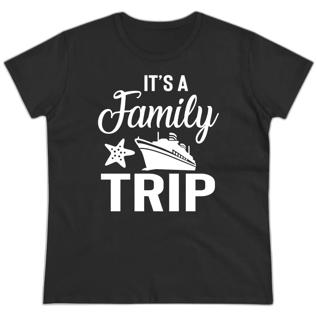 It's A Family Trip Ladies Tee for Your Cruise Vacation in Black