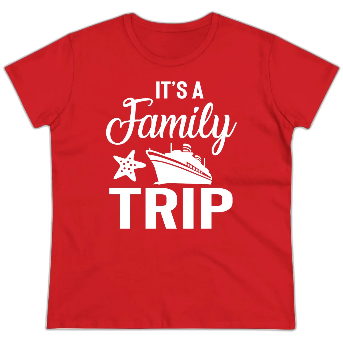 It's A Family Trip Ladies Tee for Your Cruise Vacation in Red