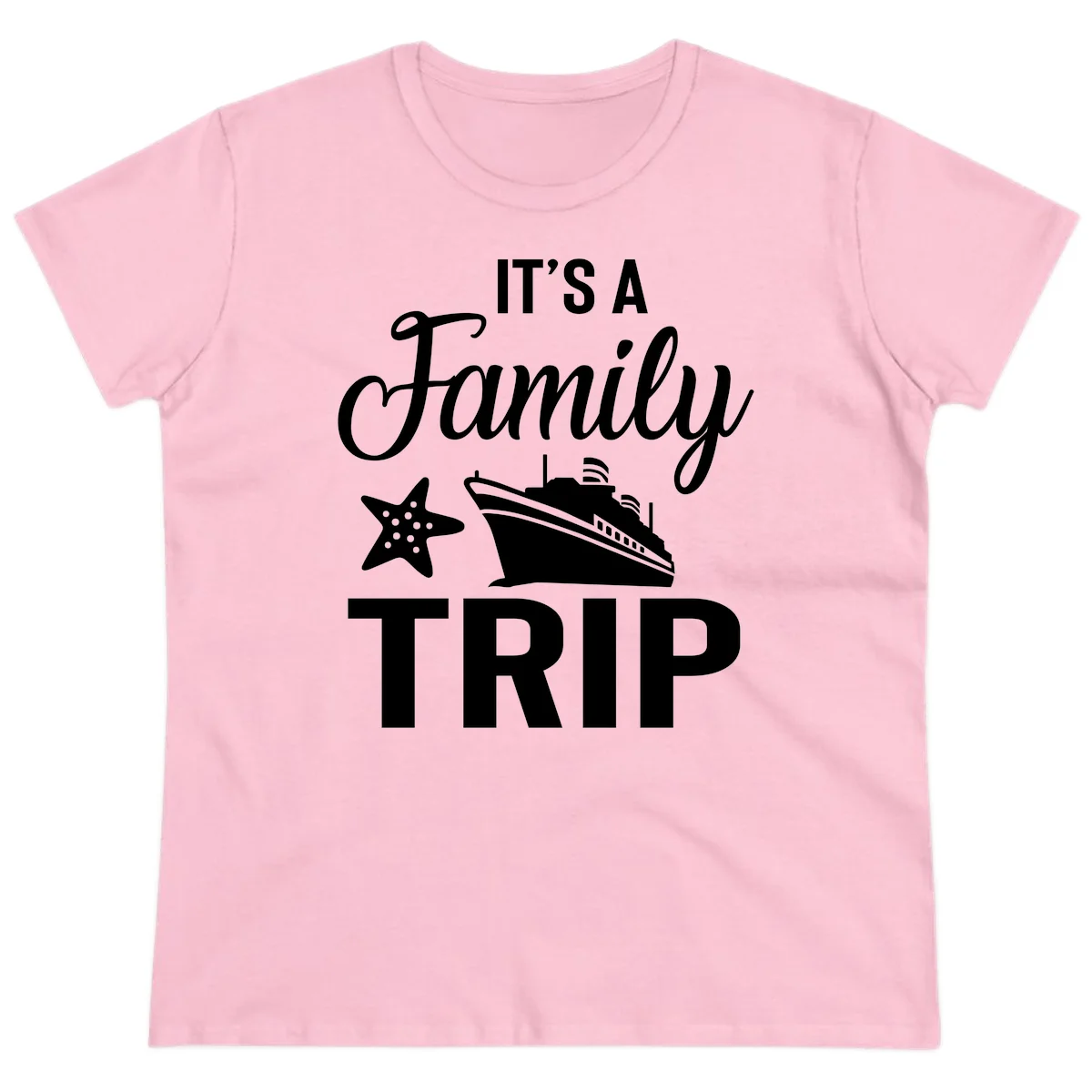 It's A Family Trip Ladies Tee for Your Cruise Vacation in Light Pink