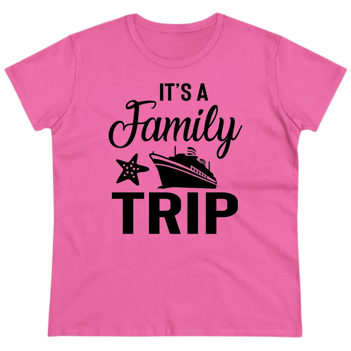 It's A Family Trip Ladies Tee for Your Cruise Vacation in Azalea