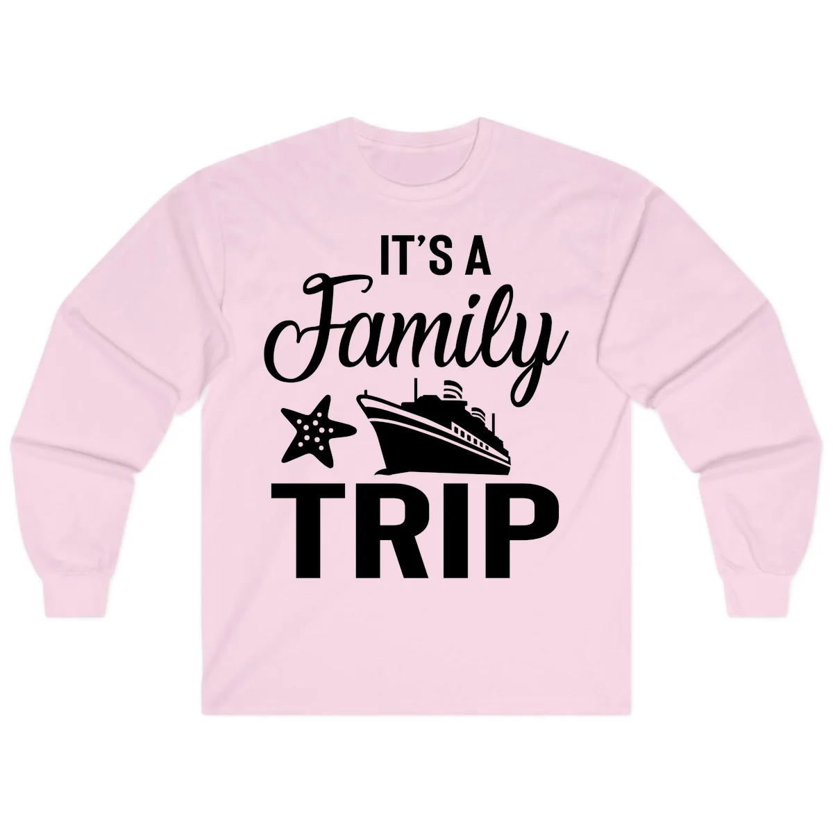 It's A Family Trip Long Sleeve for Your Cruise in Light Pink