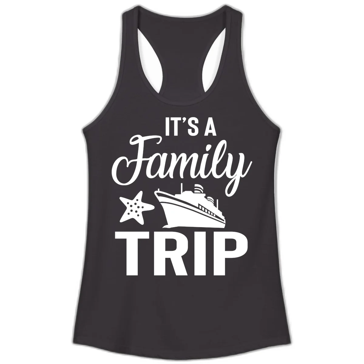 It's A Family Trip Ladies Tank for Your Cruise Fun in Black
