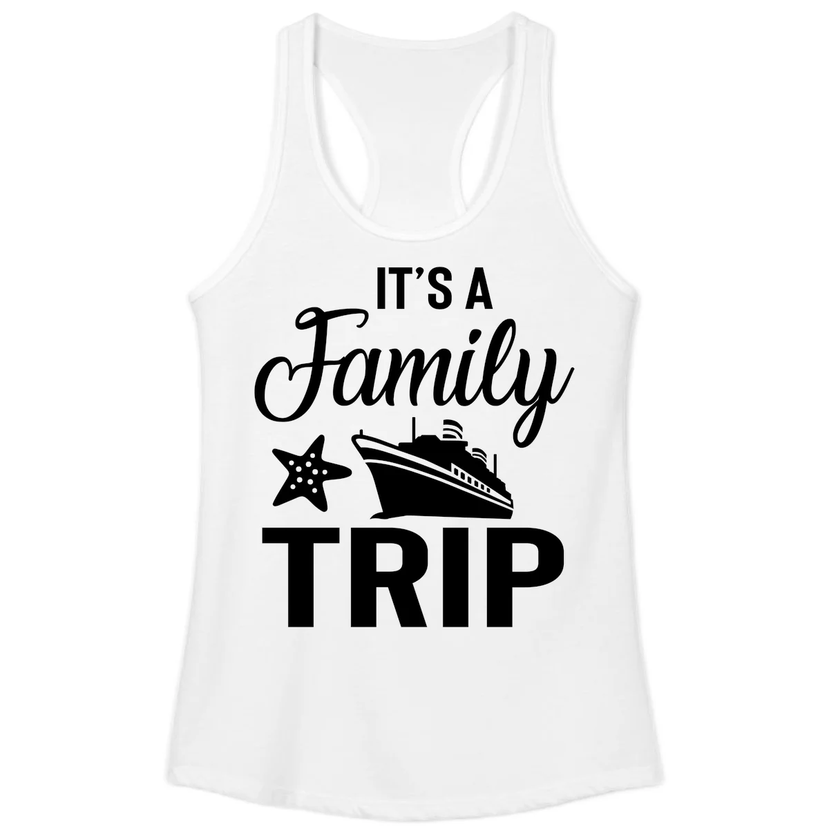 It's A Family Trip Ladies Tank for Your Cruise Fun in White