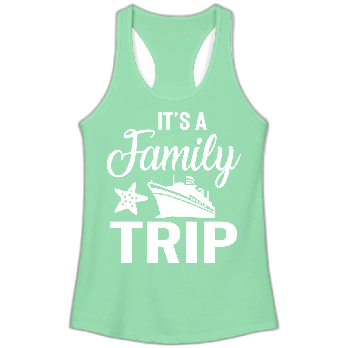It's A Family Trip Ladies Tank for Your Cruise Fun in Solid Mint