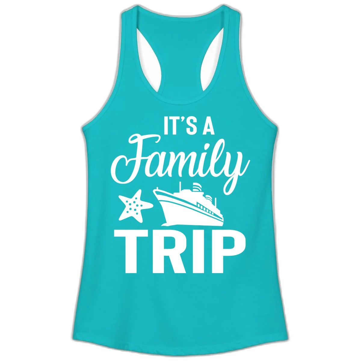 It's A Family Trip Ladies Tank for Your Cruise Fun in Tahiti Blue