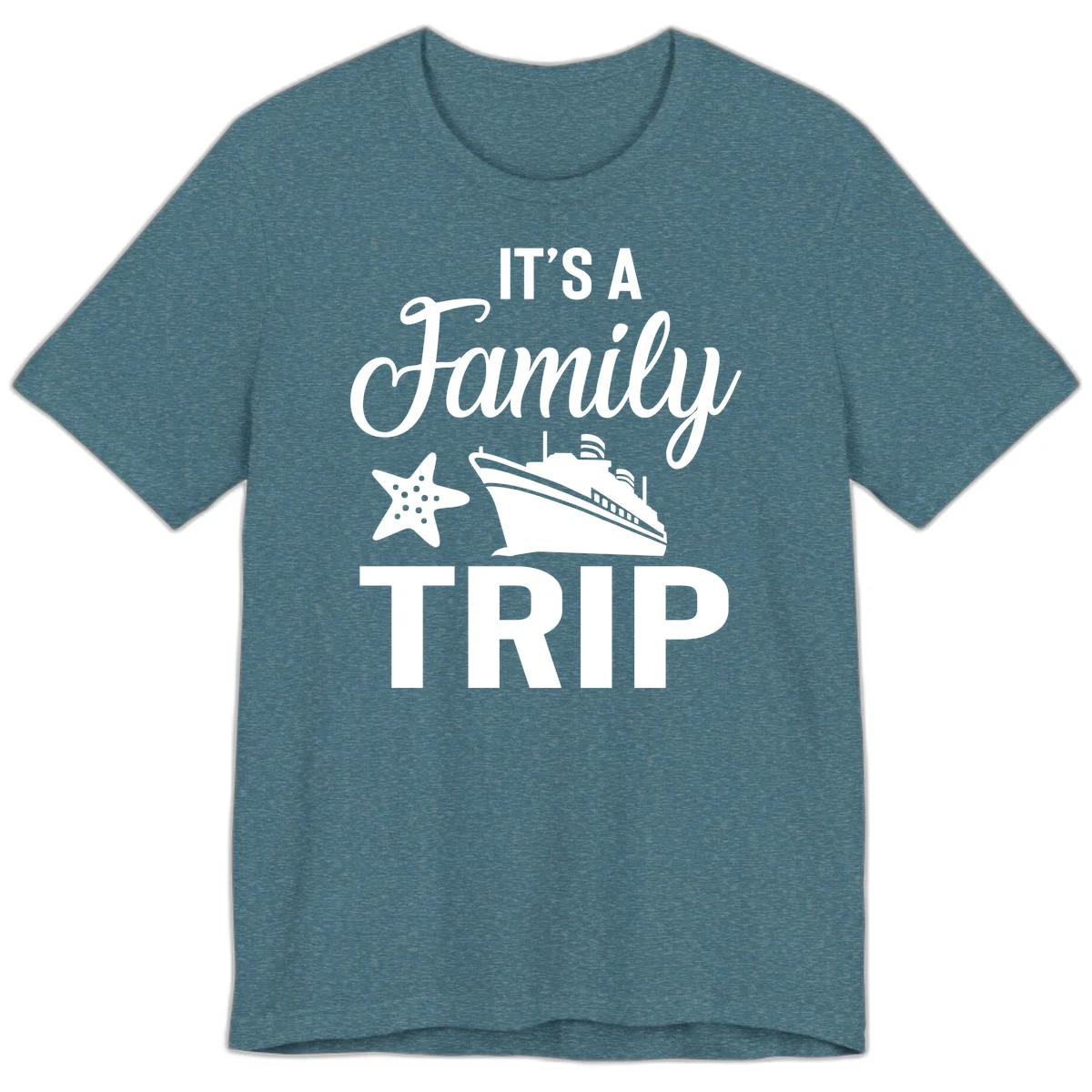 It's A Family Trip Premium Cruise T-Shirt for Your Crew in Heather Deep Teal