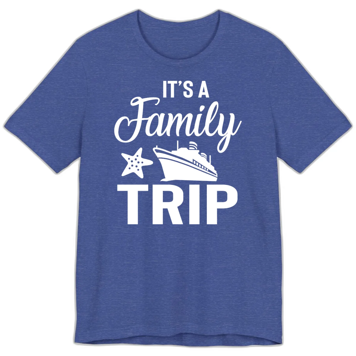 It's A Family Trip Premium Cruise T-Shirt for Your Crew in Heather True Royal