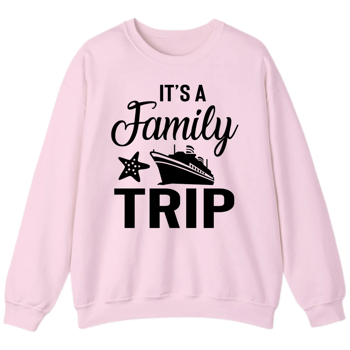 It's A Family Trip Sweatshirt for Cruise Vacation in Light Pink