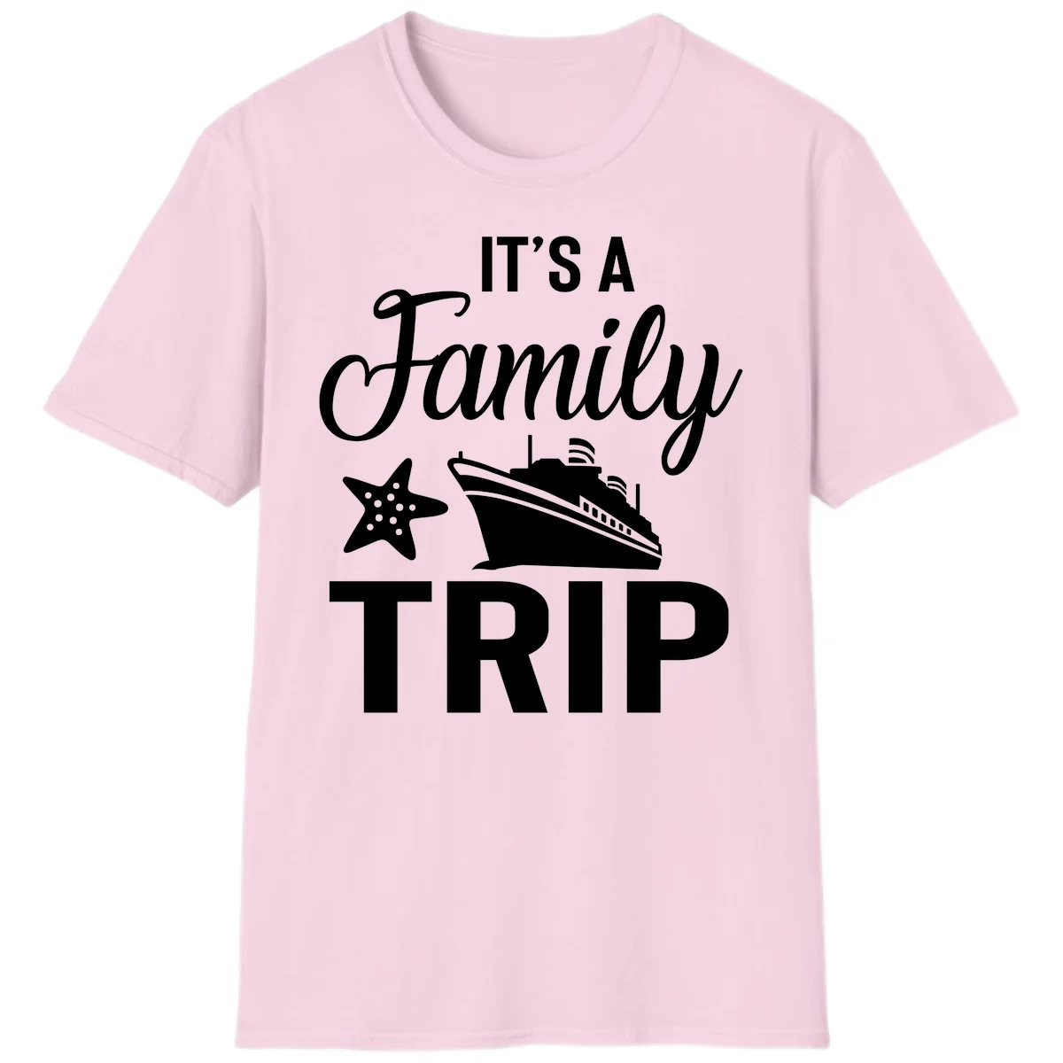It's A Family Trip Cruise T-Shirt for Your Next Vacation in Light Pink