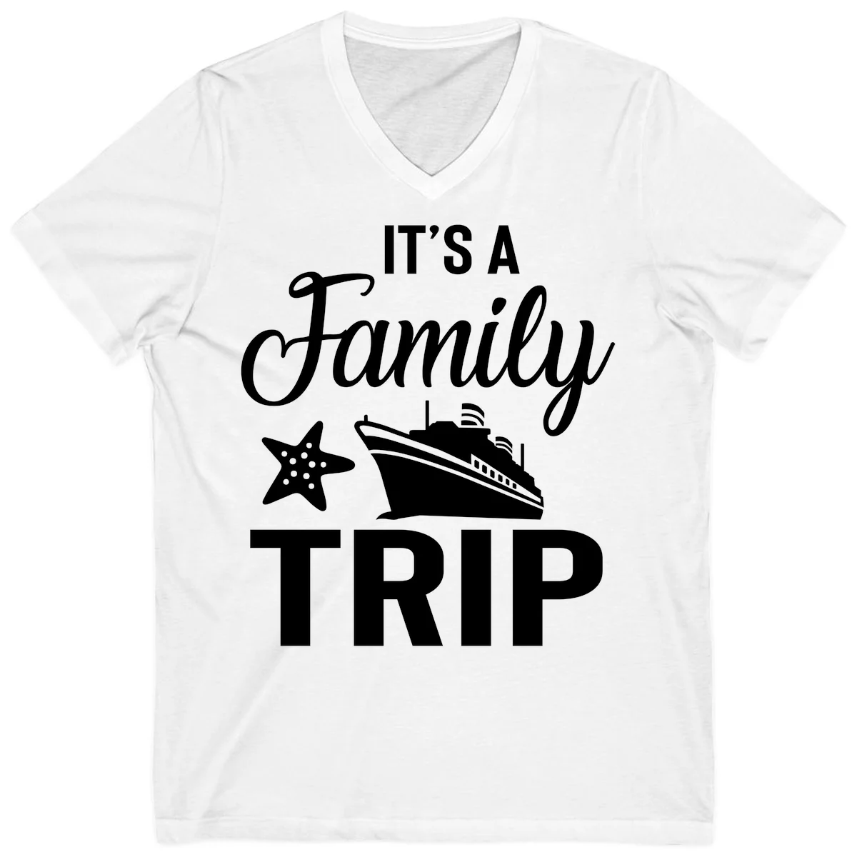 It's A Family Trip V-Neck for Your Cruise Vacation in White